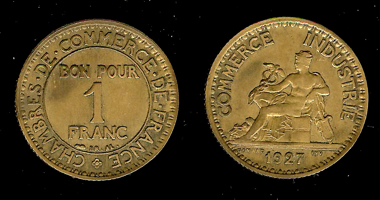 1 franc Chambres de Commerce 1927 Paris TTB+